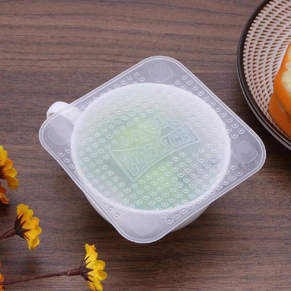 4pcs Reusable Silicone Food Wraps Seal Vacuum Cover Stretch Lid