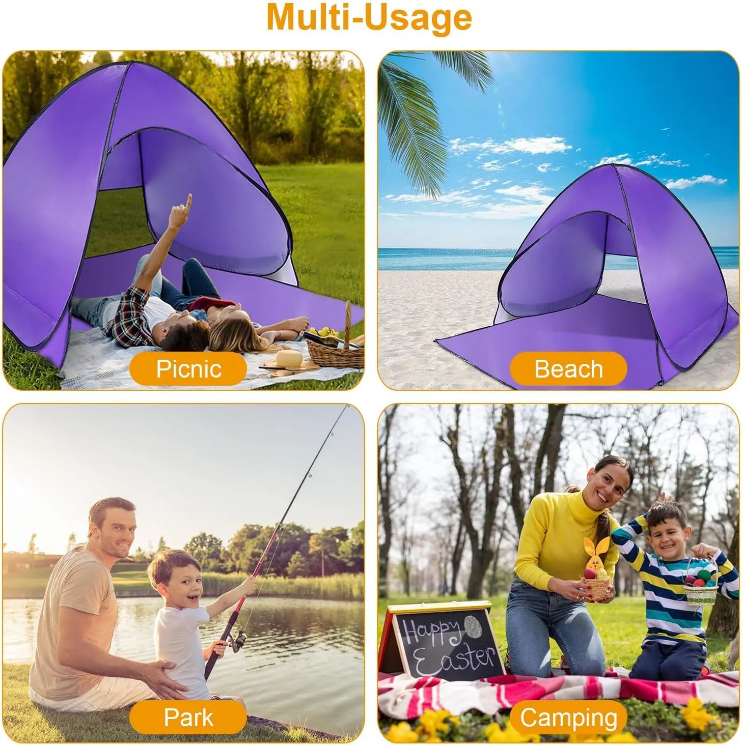Beach Tent Pop Up Beach Tent Sun Shade Shelter Anti-UV Automatic Waterproof Tent Canopy for 2-3 Person w/Net Window Storage Bag for Outdoor Beach Camping Fishing Park