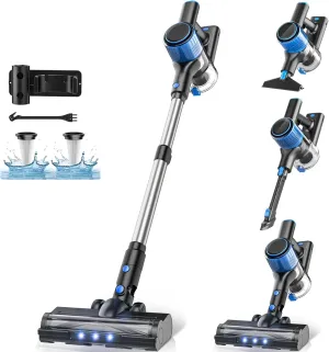 Cordless Vacuum Cleaner, 8 in 1 Powerful Suction Lightweight Vacuum Cleaner for Home, LED Display, 3 Suction Modes, 40Mins Detachable Battery Vacuum for Hard Floor Carpet Pet Hair