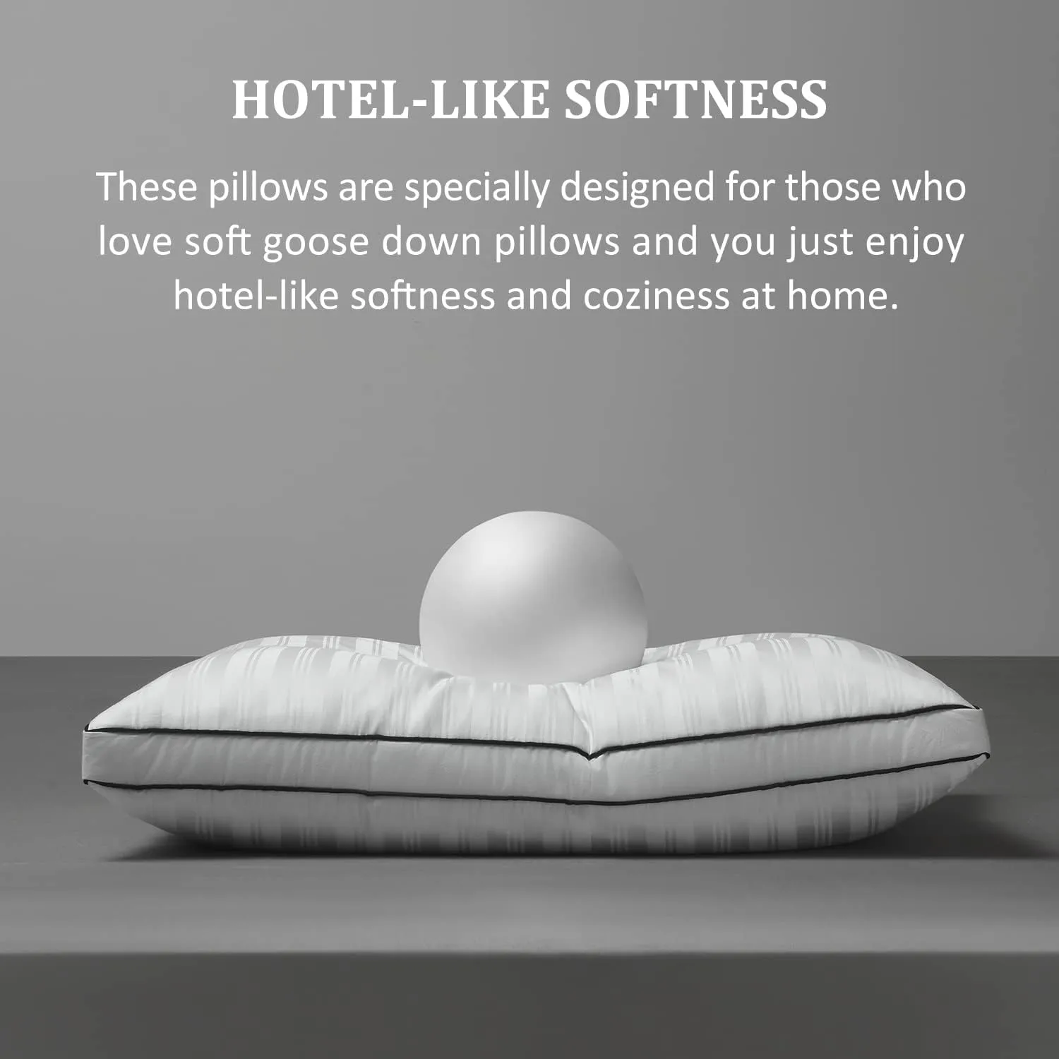 downluxe Goose Down Pillows - 2 Pack Gusseted Hotel Collection Feather Pillows for Back, Stomach or Side Sleepers, Queen Size Set of 2 (18"x26"x2")
