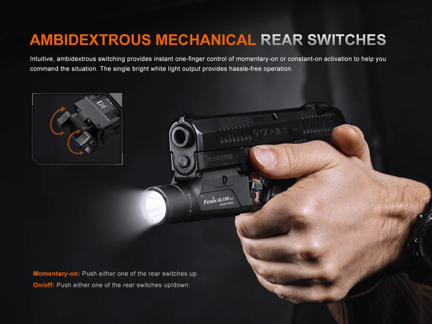 Fenix GL19R V2.0 1200 Lumen Long Range Rechargeable Rail Mount Flashlight