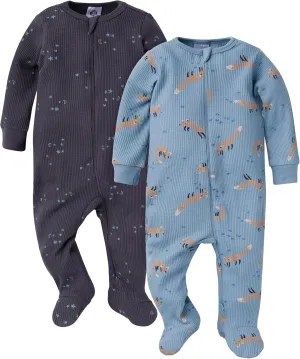 Gerber Unisex Baby 2-pack 2-way Zip Thermal Footed Sleep 'N Play