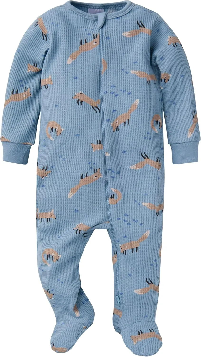 Gerber Unisex Baby 2-pack 2-way Zip Thermal Footed Sleep 'N Play