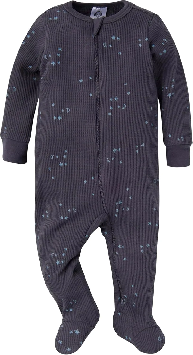 Gerber Unisex Baby 2-pack 2-way Zip Thermal Footed Sleep 'N Play