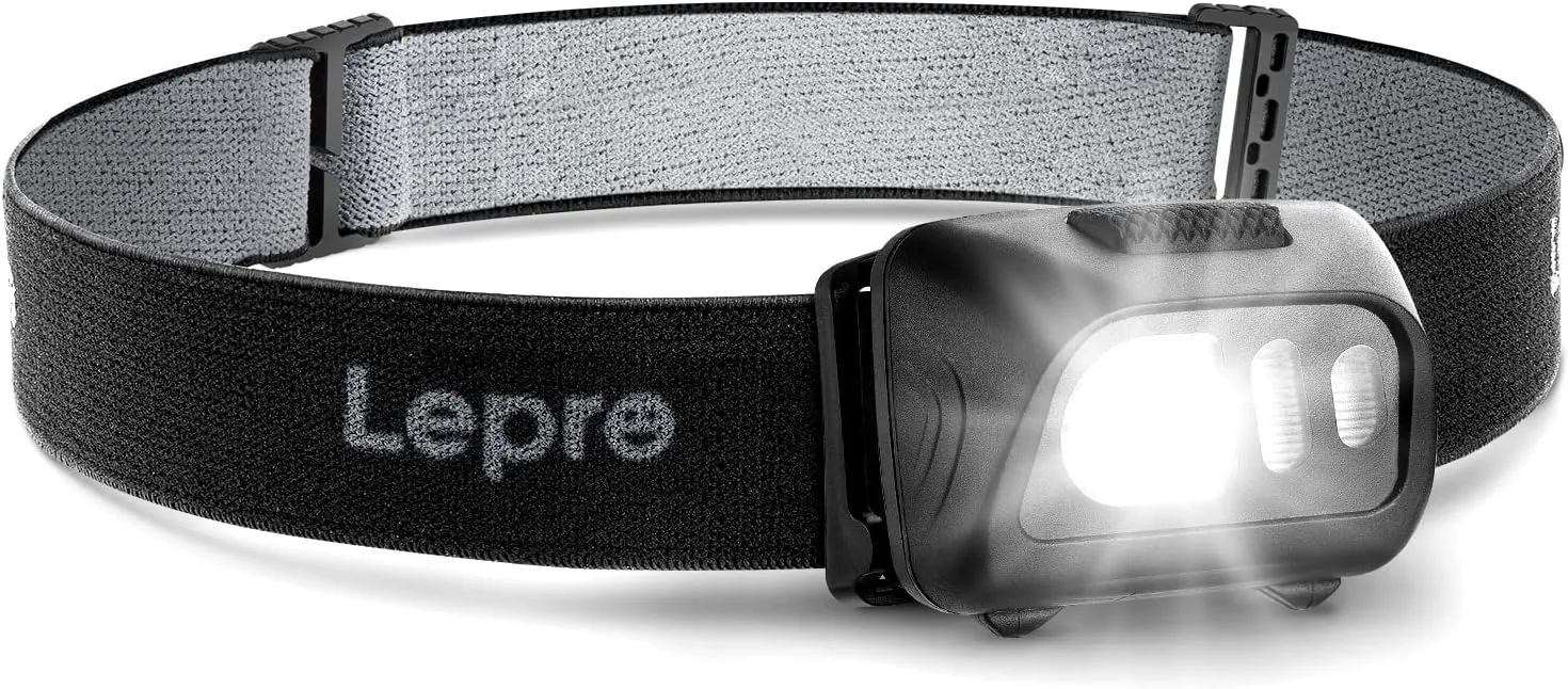 Lepro LED Headlamp Flashlights, 1500Lux Head Lamp with 6 Lighting Modes and Red Light, IPX4 Waterproof Headlamp for Camping Hiking Backpacking Fishing, Adjustable Headband Suit for Adults Kids