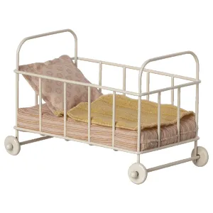 Maileg Micro White Cot Bed - Floral