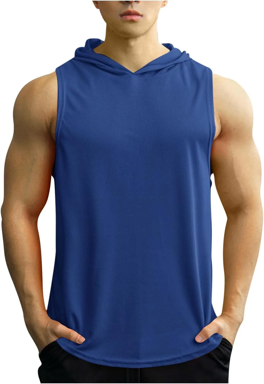 Mens Tank Top Lightweight Sleeveless Hoodie Muscle T-Shirt Summer Casual Cut Off Shirt Workout Running Gym Breathable Tee