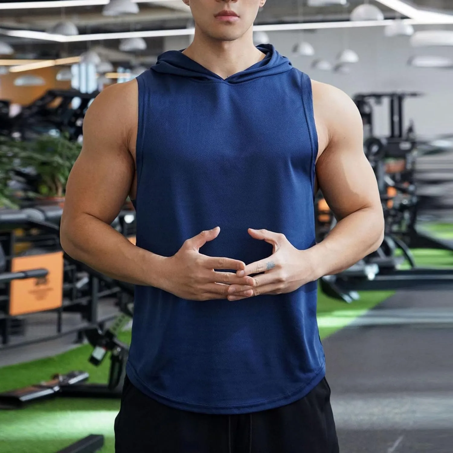 Mens Tank Top Lightweight Sleeveless Hoodie Muscle T-Shirt Summer Casual Cut Off Shirt Workout Running Gym Breathable Tee