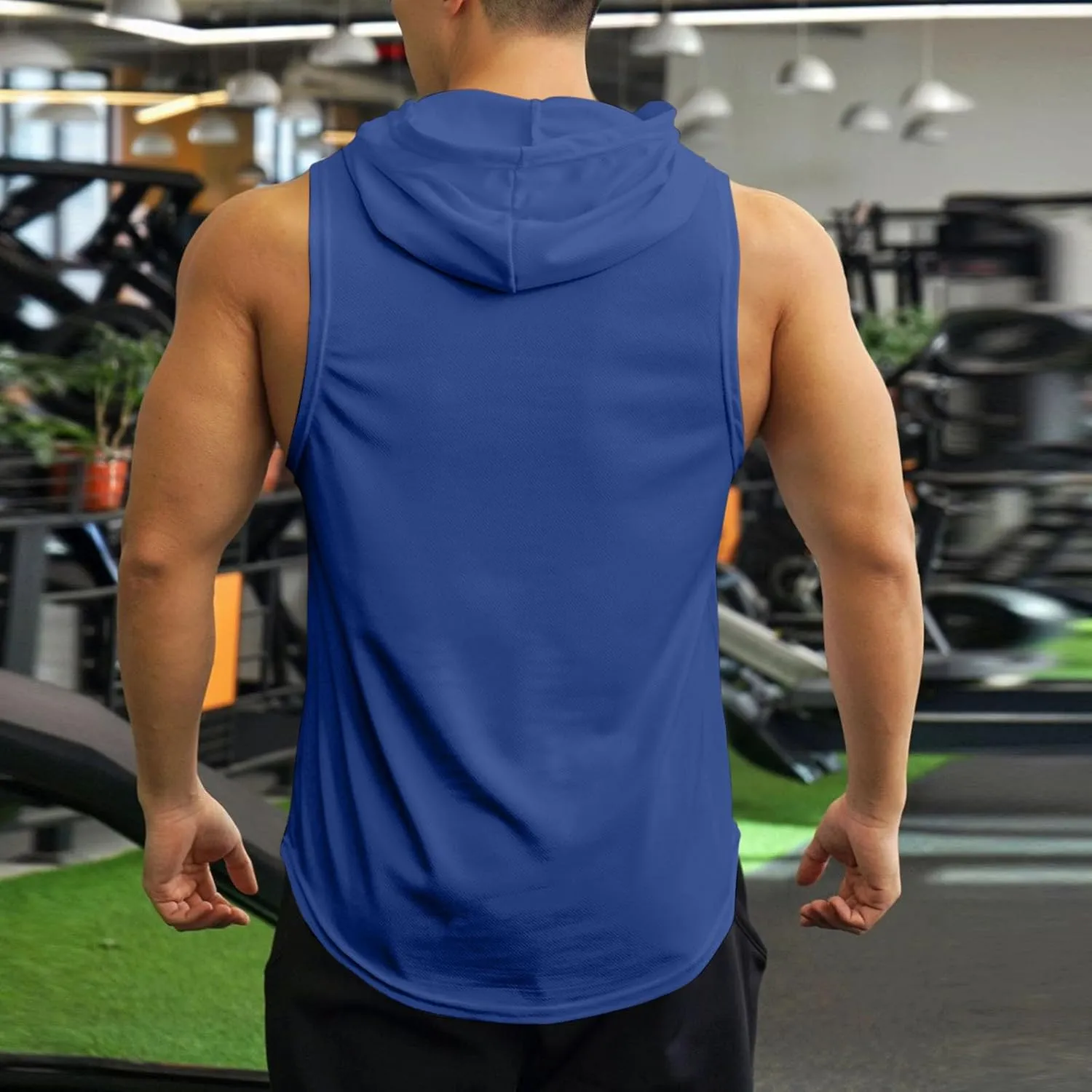 Mens Tank Top Lightweight Sleeveless Hoodie Muscle T-Shirt Summer Casual Cut Off Shirt Workout Running Gym Breathable Tee