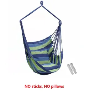 Portable Hammock Chair Hanging Rope Chair Swing/Stick/Pillows for Garden Indoor Outdoor Hammock Swings Travel Camping Lazy Chair