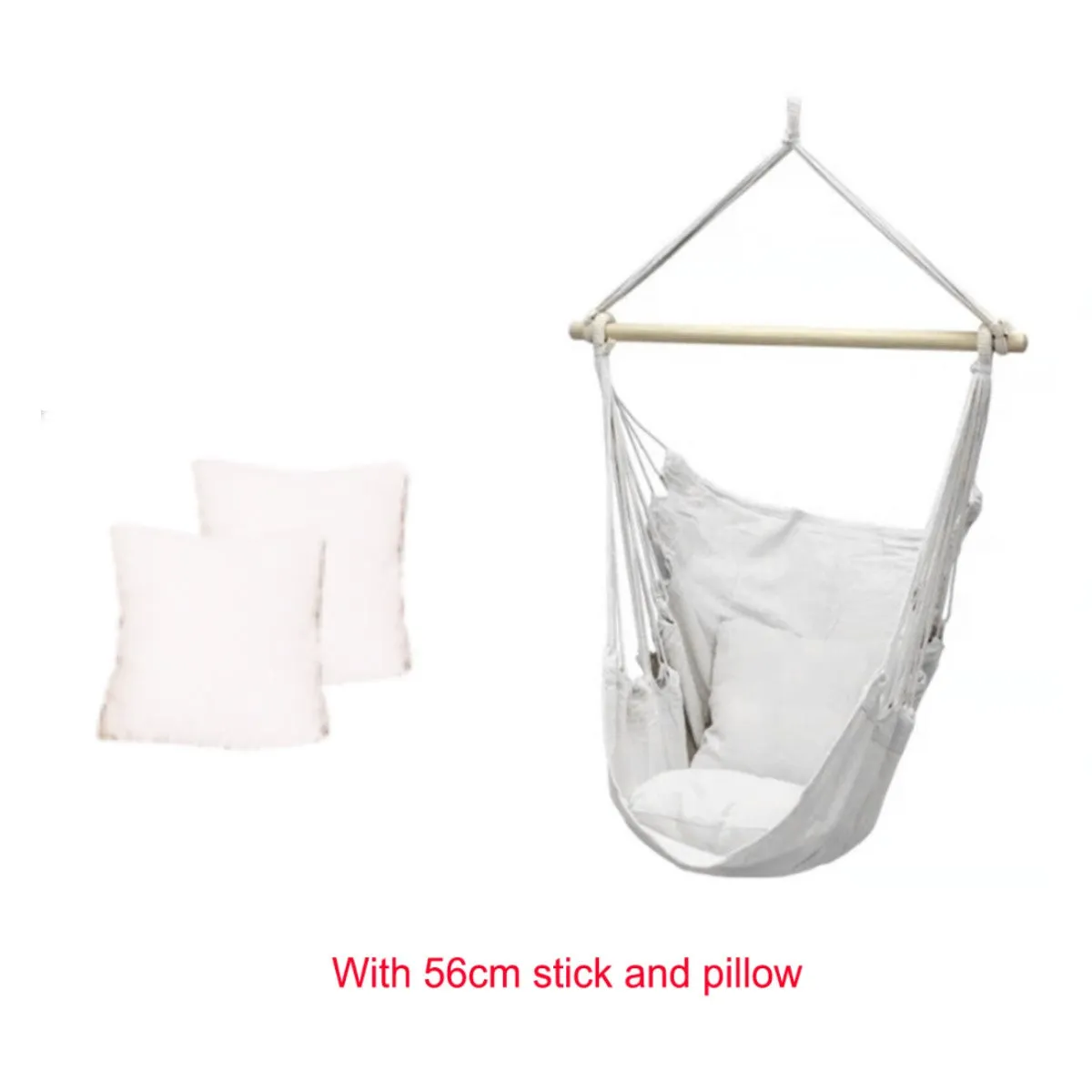 Portable Hammock Chair Hanging Rope Chair Swing/Stick/Pillows for Garden Indoor Outdoor Hammock Swings Travel Camping Lazy Chair