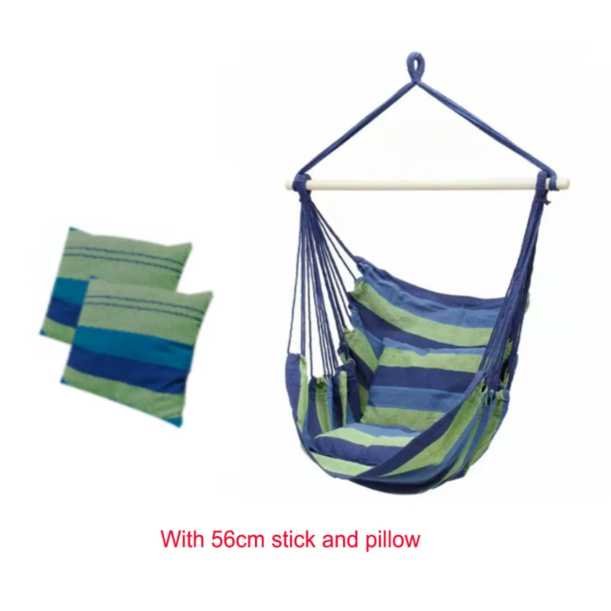 Portable Hammock Chair Hanging Rope Chair Swing/Stick/Pillows for Garden Indoor Outdoor Hammock Swings Travel Camping Lazy Chair