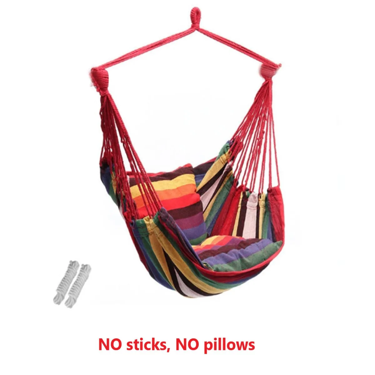 Portable Hammock Chair Hanging Rope Chair Swing/Stick/Pillows for Garden Indoor Outdoor Hammock Swings Travel Camping Lazy Chair