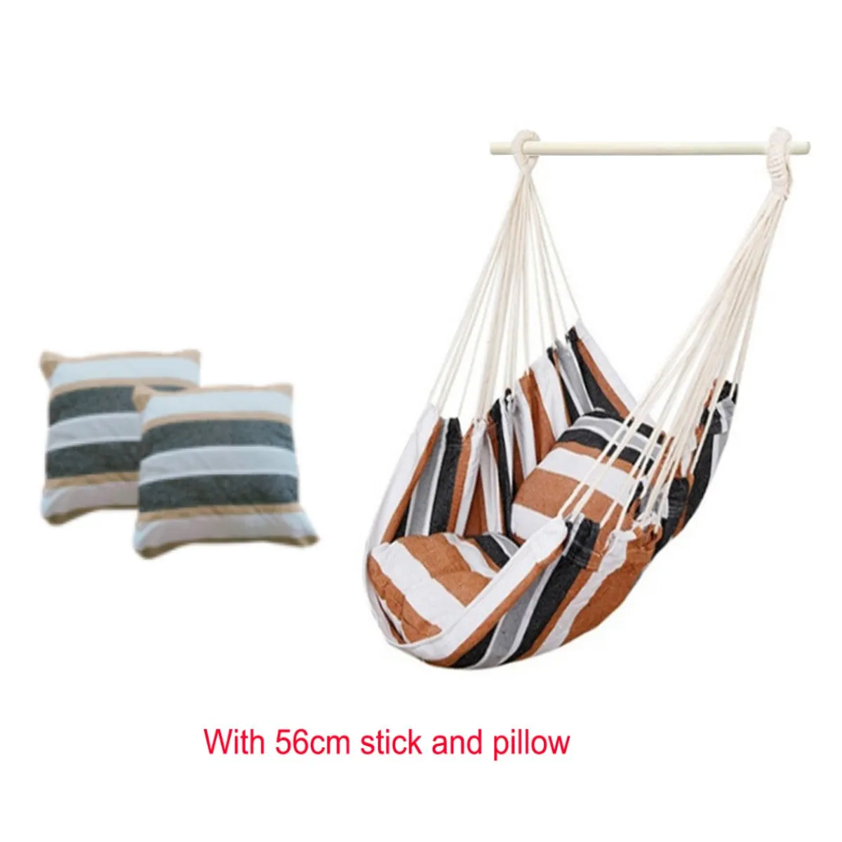 Portable Hammock Chair Hanging Rope Chair Swing/Stick/Pillows for Garden Indoor Outdoor Hammock Swings Travel Camping Lazy Chair