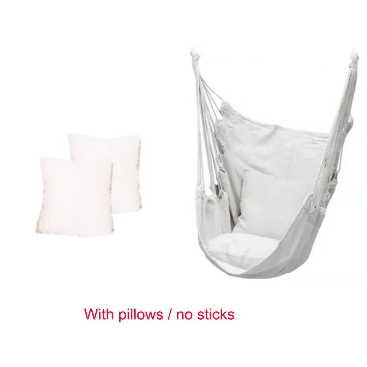 Portable Hammock Chair Hanging Rope Chair Swing/Stick/Pillows for Garden Indoor Outdoor Hammock Swings Travel Camping Lazy Chair