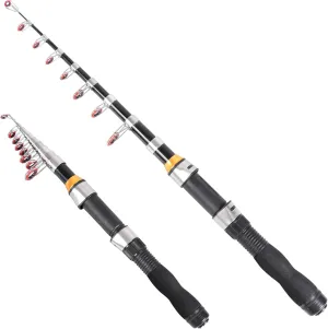 Telescopic Collapsible Extendable Fishing Rod for Saltwater and Freshwater, Lightweight and Compact Design