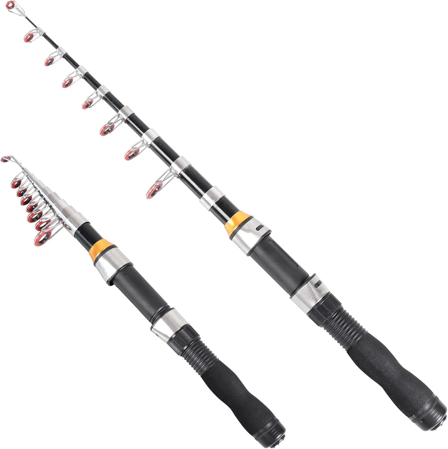 Telescopic Collapsible Extendable Fishing Rod for Saltwater and Freshwater, Lightweight and Compact Design