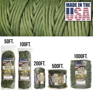 TOUGH-GRID Premium Paracord 750 lbs Made in USA Outdoor Survival Nylon Rope Tactical Heavy Duty Strands Parachute Cord Used by US Military Type IV Mil-Spec