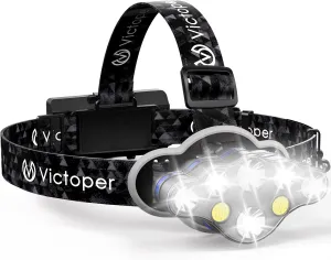 Victoper Rechargeable Headlamp, 8 LED High Lumen Bright Head Lamp with Red Light, Lightweight USB Head Light, 8 Mode Waterproof Head Flashlight for Outdoor Running Hunting Camping Gear, Black